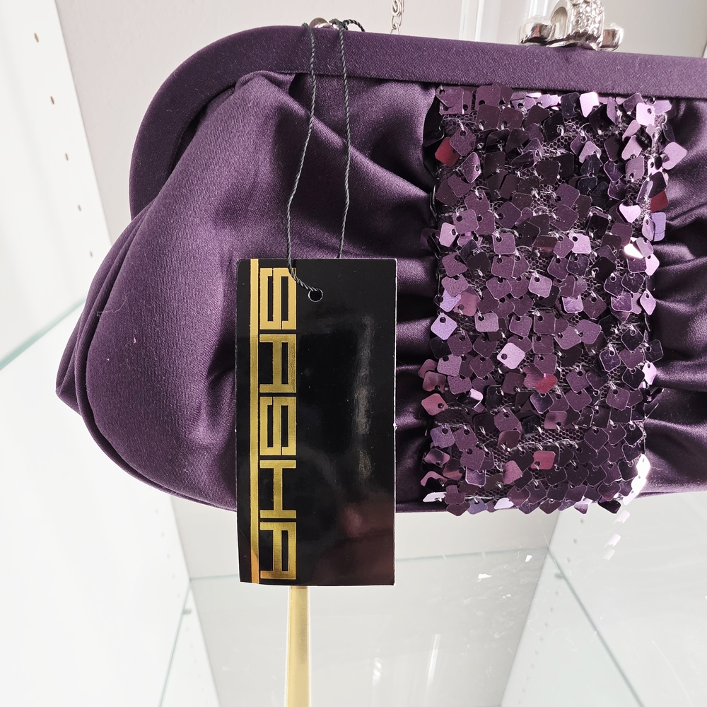 SASHA‎ NWT Saten Elegant Purple Evening Clutch - Picture 3 of 5